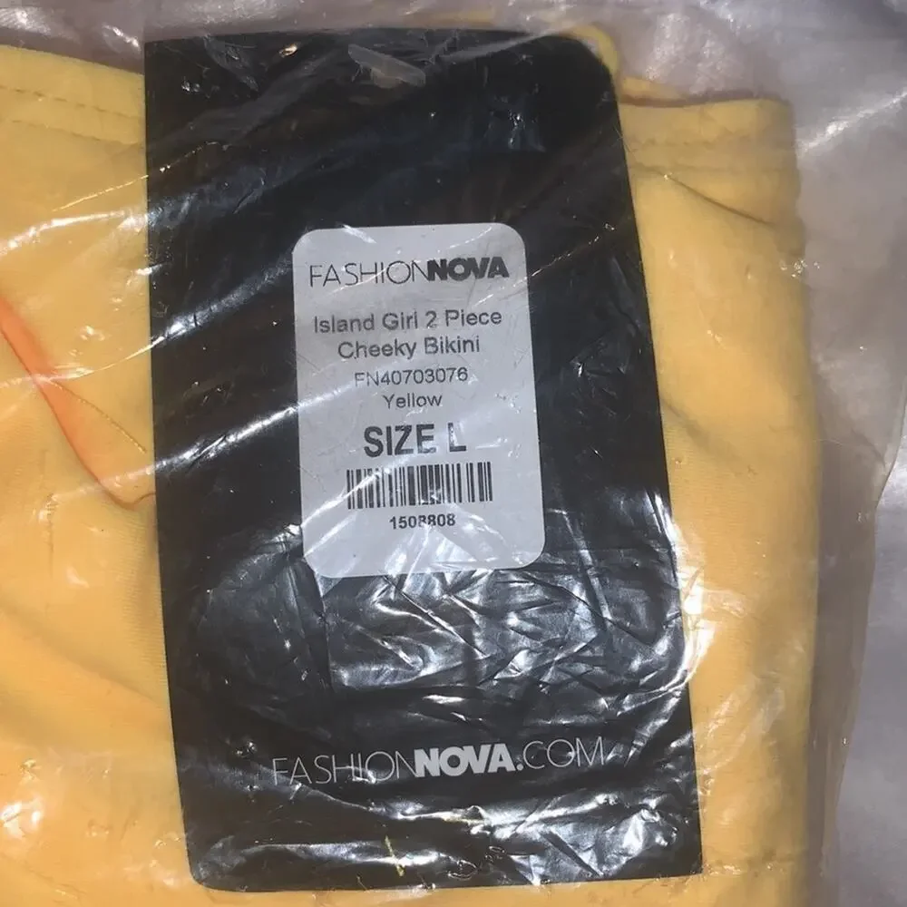 FASHION‎ NOVA Island Girl Bikini. Yellow. Large.